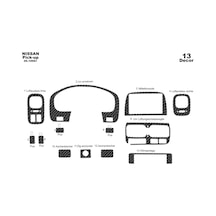 Nissan Picku Parçaskystar Torpido Kaplama 1999-2006 13 Parça Karbon