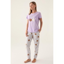 Arnetta Kadın Kısa Kol Lila Pijama Takımı 2884 001