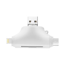 Microcase AL2743 4 in 1 SD Kart Okuyucu Type-C Lightning Micro USB to USB Çevirici Beyaz