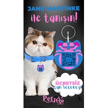 Petjoo 5.Jane Martinke Pembe-Mavi Qr'lı Kedi Künyesi