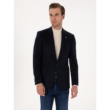 Cacharel Lacivert Slim Fit %100 Kaşmir Flanel Ceket