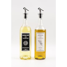 2'li 750 Ml Akıtmaz Şeffaf Zeytinyağı Sıvıyağ Şişesi Cam Yağdanlık Akıtıcılı Yağlık 750ml Çok Renkli
