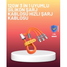 120w Şarj Destekli 3 Ü 1 Arada Çoklu Şarj Kablosu 1.2 Metre