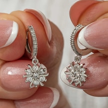 Gümüş Sallantılı Güneş Kadın Küpe Gümüş