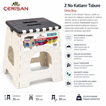 Çerisan Katlanır Tabure 35 33 30 Cm Beyaz