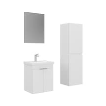 Orka Desna 50 Cm Mat Beyaz Düz Aynalı Banyo Dolabı Takımı Ve Boy Dolabı Beyaz