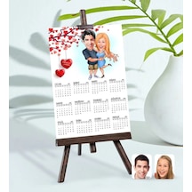 Bk Gift Kişiye Özel 15x21 Cm Fotoğraf Kartlı Sevgililer Karikatürlü Şövaleli 2023 Takvim -14
