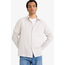 Defacto Regular Fit Gömlek Yaka Flanel Uzun Kollu Gömlek G5922ax25wngr184 Gri-gr184