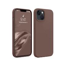 İphone 15 Plus Uyumlu Premium Lansman Liquid Silikon Kılıf İçi Kadife-kahverengi Kahve Rengi