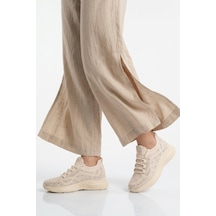 Ayakmod Bej Anorak Hafif Esnek Bağcıklı Kadın Casual Ayakkabı 2061 G