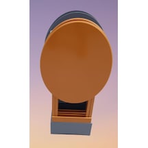 1448bng90127çanta Zigon Sehpa Oval Model Dörtlü Ahşap Mdf Hardal Ve Gri Renk Uyumu El Yapımı