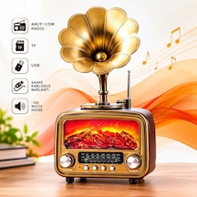Vintage Retro Bluetooth Hoparlör Gramofon Tasarımlı Am Fm Sw Radyo Usb Tf Kartlı Rt-422