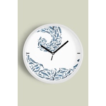 Balık -balina - Yunus Modern Tasarım Duvar Saati - 42cm - Önü Camlı Beyaz Kasa - Sessiz Mekanizma Beyaz