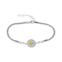 Papatya Model Mine-zirkon Taşlı 925 Ayar Gümüş Kadın Bileklik Gümüş