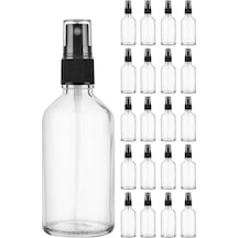 Afracam Şeffaf 100 Ml Kapaklı Sprey Dezenfektan Cam Şişe 20 Adet Siyah