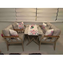 Tu Tienda Nergiz Model Bal Köpüğü Metal Renk- 2 1 1 Masa Bahçe Balkon Mobilyası,vizon Sütlü Kahve