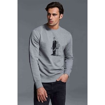 The Professional Sevginin Gücü Baskılı Gri Erkek Örme Sweatshirt