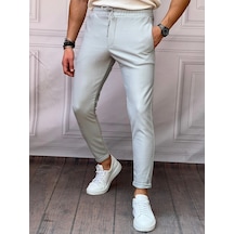 Modefendi Skinny Kalıp Pamuk Likra Double Paça Jogger Pantolon Gri