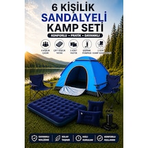 Lüx Kamp Tatil Seti Çadır 2 Adet Sandalye Yatak Yastık Lacivert