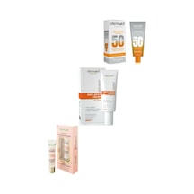 Dermokil 2'si 1 Arada Leke Karşıtı Koruyucu Yüz Güneş Kremi SPF50+ 50 ML + Göz Çevresi Kremi 15 ML + Güneş Kremi SPF30 60 ML