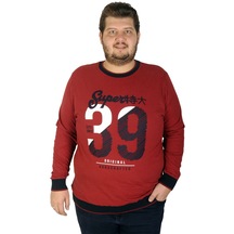 Mode Xl Büyük Beden Erkek Sweatshirt Thirty Nine 19135 Bordo 001