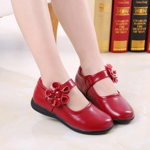 Kırmızı Çocuk Deri Ayakkabı Kız Çocuk Ayakkabıları İlkbahar Ve Sonbahar Yeni Moda Yumuşak Taban Prenses Ayakkabı