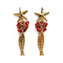 Çelik Balık Charm Küpe Gold 38262910