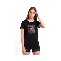 Maıden Purgatory Metal Rock Baskılı Siyah Kadın Tshirt
