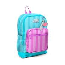 Coral High Kids Turkuaz Pembe Çizgili Dört Bölmeli Okul Sırt Çantası 23771 Turkuaz