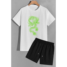 Uyguntarz Ejder Şort T-shirt Eşofman Takımı Beyaz