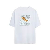 Noıssey Jerry - Sleeping İs My Talent Unisex Oversize T-shirt Beyaz