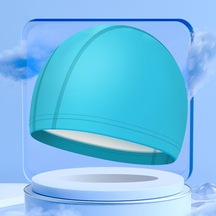 Göl Mavisi Yüksek Elastik Unisex Yüzme Bonesi Uzun Kısa Saç Düz Renk Yüzme Bonesi Mavi