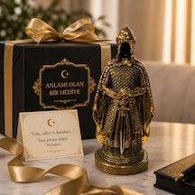 Zırhlı Pelerinli Savaşçı Asker Prestij Güç Sembolü Osmanlı Tarihi Biblo Anlamlı Hediye Gold 28 Cm Sarı