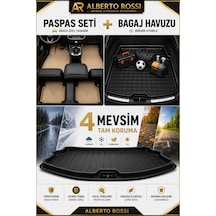 Fiat Doblo Geniş Aile 2010-2022 Uyumlu Araca Özel 3d Bagaj Havuzu Ve Paspas Alpina Bej
