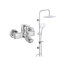 E.c.a. Luna Banyo Bataryası + T-may Banyo Çamlıca Kare Tepe Duş Takımı Seti - Krom - Paslanmaz