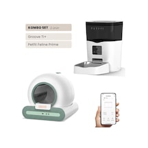Groove Ti+ Wi-fi Akıllı Otomatik Kedi Tuvaleti Yeşil + Petfit Feline Prime 3l Wi-fi Kameralı Akıllı Otomatik Mama Kabı Besleme Ünitesi Bundle
