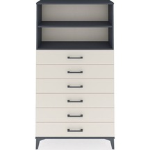 Arges Dolap 2 Raflı 6 Çekmeceli 88x30x163 Antrasit-aytaşı Antrasit