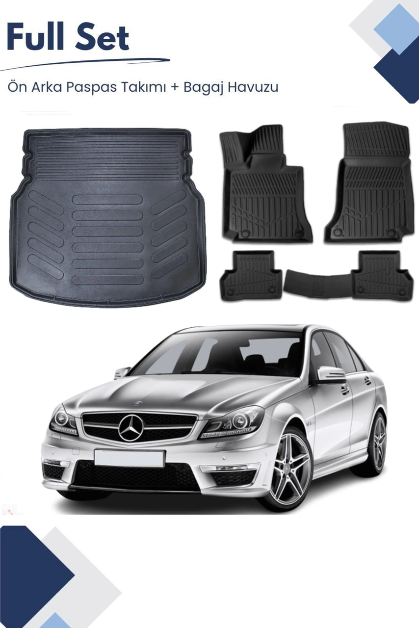 Mercedes C Seri W204 2007-2008-2009-2010 Model Tam Uyumlu Paspas+bagaj Havuzu Seti