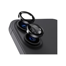 Apple Uyumlu iPhone 16 Ve Apple Uyumlu iPhone 16 Plus Uyumlu Kamera Camı Lens Koruyucu Halka Set - Siyah Titanyum Diğer