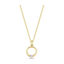 Goldkupe 14 Ayar Altın Yuvarlak Tek Taşlı Kolye 1.76 Gr-5488