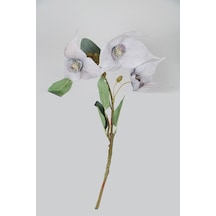 Yapay Çiçek Deposu Yapay Vintage 3lü Baxi Çiçeği Dalı 42 Cm Buz Mavisi