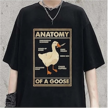 Startmore Duck Anatomy Baskılı Beyaz Unisex Oversize Siyah
