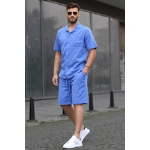 Madmext Erkek Mavi Basic Oversize Gömlek Takımı 5588-mavi Mavi