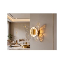 Altın Kelebek Model Duvar Aplik & Led Aydınlatma & Duvar Lambası Elektrik Bağlantılı / Gold