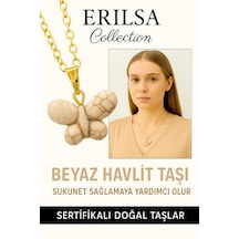 Erilsa Sertifikalı Altın Renkli Kelebek Model Havlit Taşı Kolye Huzur, Çok Renkli