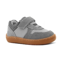 Rakerplus Bob Hakiki Deri Gri Barefoot Cırtlı Lastikli Bebek Sneaker Ayakkabı Gri
