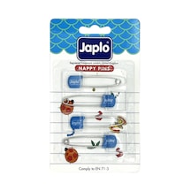 Japlo Emniyetli Çengelli Bebek  İğnesi 4'lü - Mavi Çok Renkli
