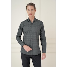 Efor Slim Fit Baskılı %100 Pamuk Spor Lacivert Gömlek G 1588 Lacivert