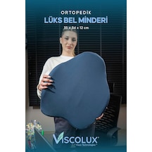 Ortopedik Lüks Bel Destek Yastığı - Premium Visco Bel Destek Minderi Mavi 54x42x9 Siyah