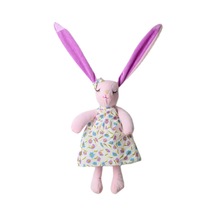 İthal Kumaş Uzun Kulaklı Renkli Kıyafetli Sevimli Tavşan Peluş Oyuncak Uyku & Oyun Arkadaşı 30 Cm. Açık Pembe